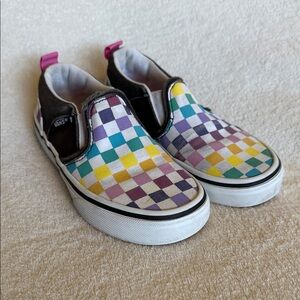Vans Kids Slip-On Rainbow Checkerboard Sneakers - 11 toddler